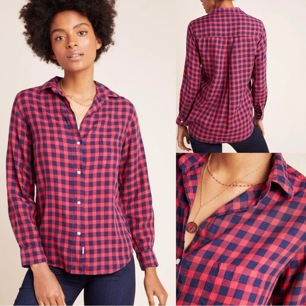 Grayson Red & Blue Plaid Button-Down Shirt - Size 2
